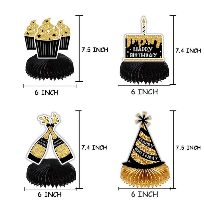TSJ 8 Pieces Happy Birthday Honeycomb Centerpieces Party Table Decorations Table Toppers for Birthday Party Supplies - Image 2